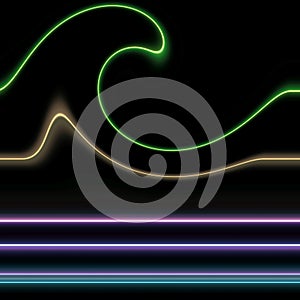 Phosphorescent waves lines, colorful geometries, forms, colorful abstract background, texture