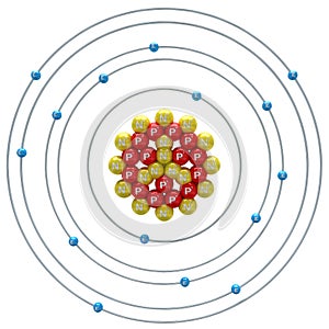 Phosphorus(isotope) atom on a white background