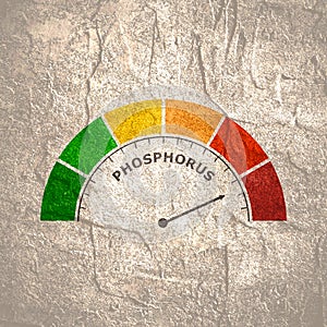 Phosphorus level abstract scale. Food value measuring