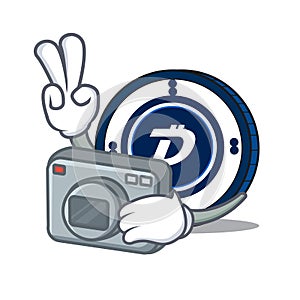 Photgrapher Digibyte coin mascot cartoon