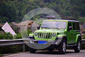 Photo of a 2020 2021 Jeep Wrangler green front view