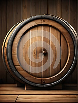 Photo Of 3D Beer Barrel Wooden Texture Background. Generative AI