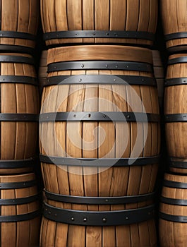 Photo Of 3D Beer Barrel Wooden Texture Background. Generative AI