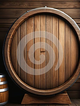 Photo Of 3D Beer Barrel Wooden Texture Background. Generative AI
