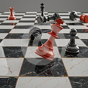 Photo 3D rendering of chess board, representing strategic business decisions