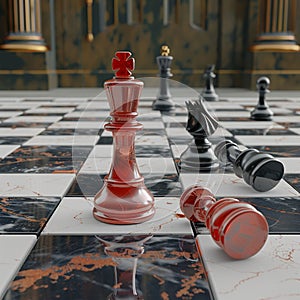 Photo 3D rendering of chess board, representing strategic business decisions