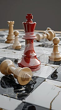 Photo 3D rendering of chess board, representing strategic business decisions