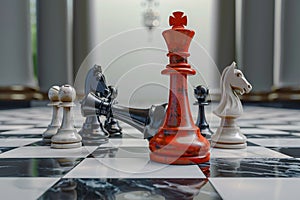 Photo 3D rendering of chess board, representing strategic business decisions