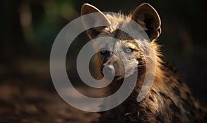 photo of aardwolf in its natural habitat outdoors. Generative AI