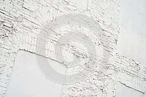 Photo of abstract vintage empty background.Old white painted brick wall texture. White washed brickwall surface