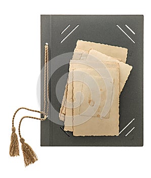 Photo album page with retro style picture frames