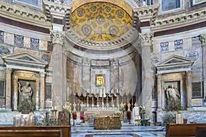 Photo of the altar in the Pantheon in Rome, Italy