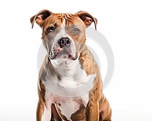 photo of American Staffordshire Terrier isolated on white background. Generative AI
