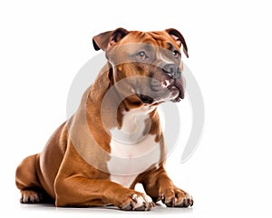 photo of American Staffordshire Terrier isolated on white background. Generative AI