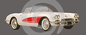 vintage retro american chevrolet c1 stingray corvette car convertible vehicle motor 1960s photo