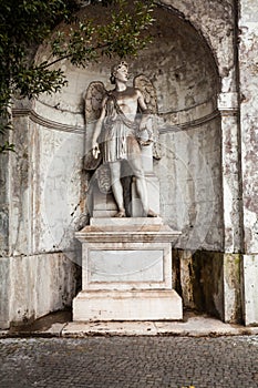 A photo about ancient sculpture near Piazza del Popolo People`s Square, Rome