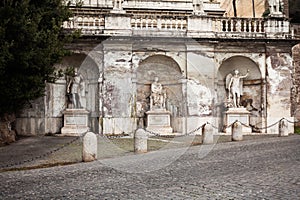 A photo about ancient sculpture near Piazza del Popolo People`s Square, Rome photo