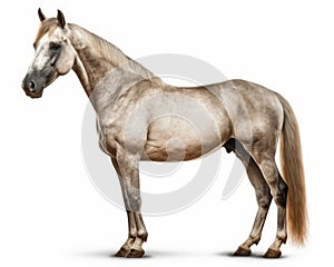 photo of Arabian horse isolated on white background. Generative AI