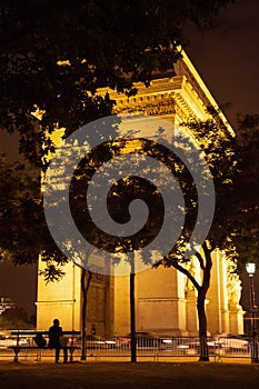 Night Photo of the Arch of Triumph in Paris