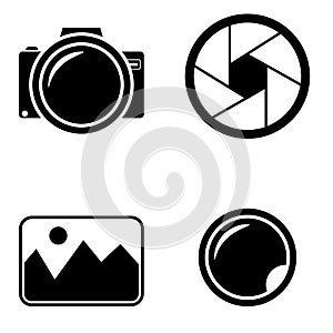 Photo art icon vector set. camera illustration sign collection. lens symbol.