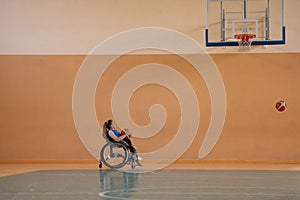 photo of the basketball team of war invalids with professional sports equipment for people with disabilities on the