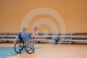 photo of the basketball team of war invalids with professional sports equipment for people with disabilities on the