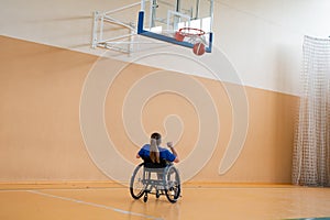 photo of the basketball team of war invalids with professional sports equipment for people with disabilities on the