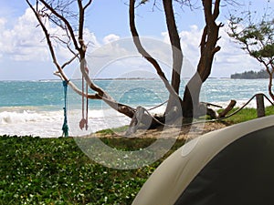 Photo of Beach Tent Camp Site at Malaekahana Bay on Oahu