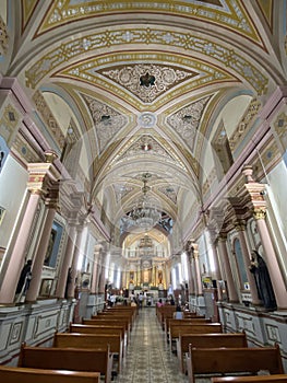 Beautiful Catholic Church interior in Rioverde Mexico Wide Angle