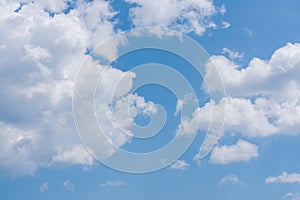 Photo of beautiful clear white-gray clouds against a blue sky