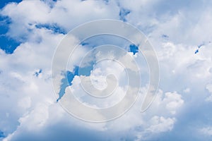 Photo of beautiful dense white clouds against a blue sky