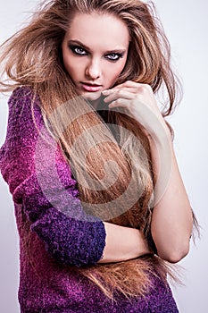Photo of beautiful fashion woman with magnificent hair.