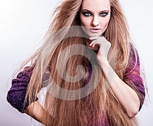 Photo of beautiful fashion woman with magnificent hair.