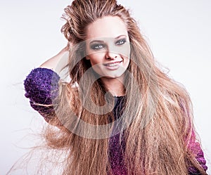 Photo of beautiful fashion woman with magnificent hair.