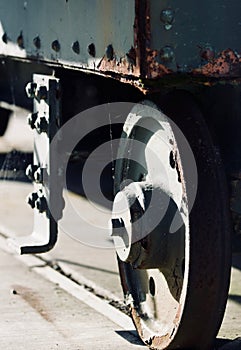 Photo of a beautiful old metal wall of a train