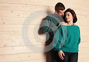 Photo of beautiful tender couple in casual clothes