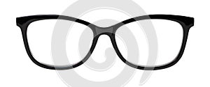 Photo of black nerd glasses isolated on white with clipping paths