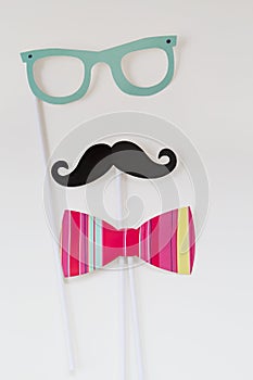 Photo booth props isolated on a white background