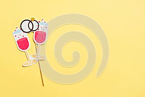 Photo booth props isolated on yellow background