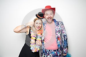 Photo booth props party cheers girl woman man husband