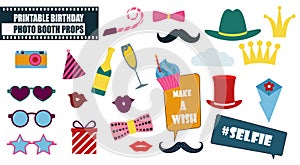 Photo booth props set vector illustration