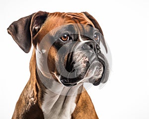 photo of Boxer dog isolated on white background. Generative AI