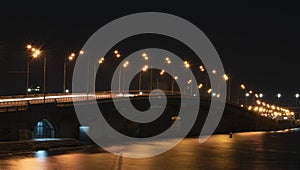 Photo of a bridge with light