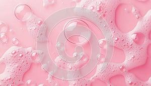 Photo Of Bubbles Made Of Foam Floating On A Pink Surface