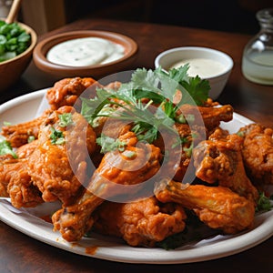 The photo of Buffalo wings plate