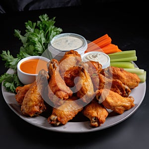 The photo of Buffalo wings plate