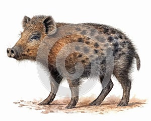 photo of bushpig isolated on white background. Generative AI