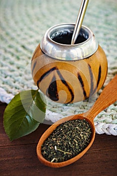Photo of calabash with mate tea and bombilla