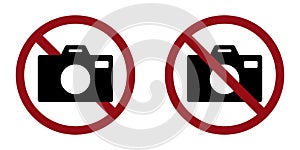 photo camera ban prohibit icon. Not allowed making photos.