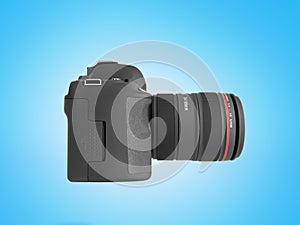 Photo camera 3d render on blue background